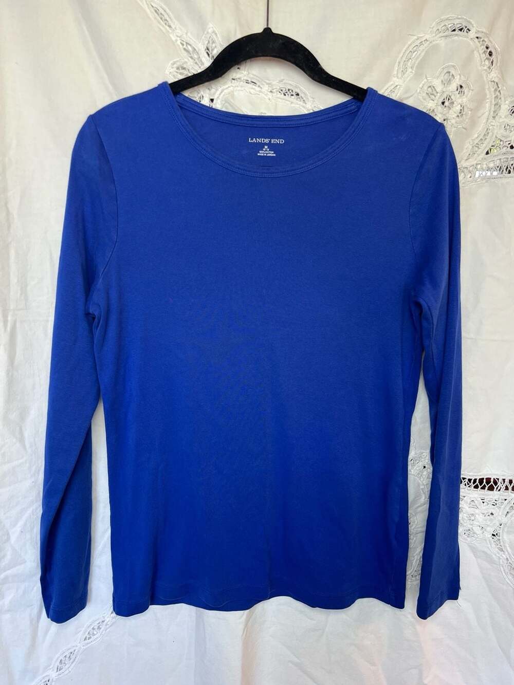 Lands' End Blue Long Sleeve Cotton Crewneck Tee Size M 10-12
